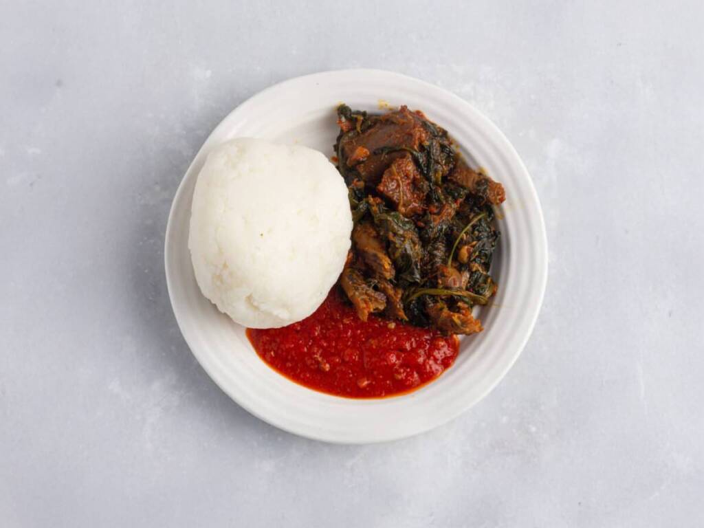 Sadza – A traditional Zimbabwean dish of maize meal served with savory stew.
