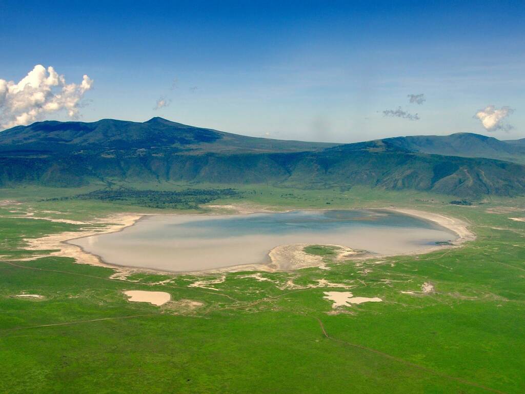 Aerial view of the Ngorongoro Crater, Tanzania’s top destination for wildlife safari 2025-2026.